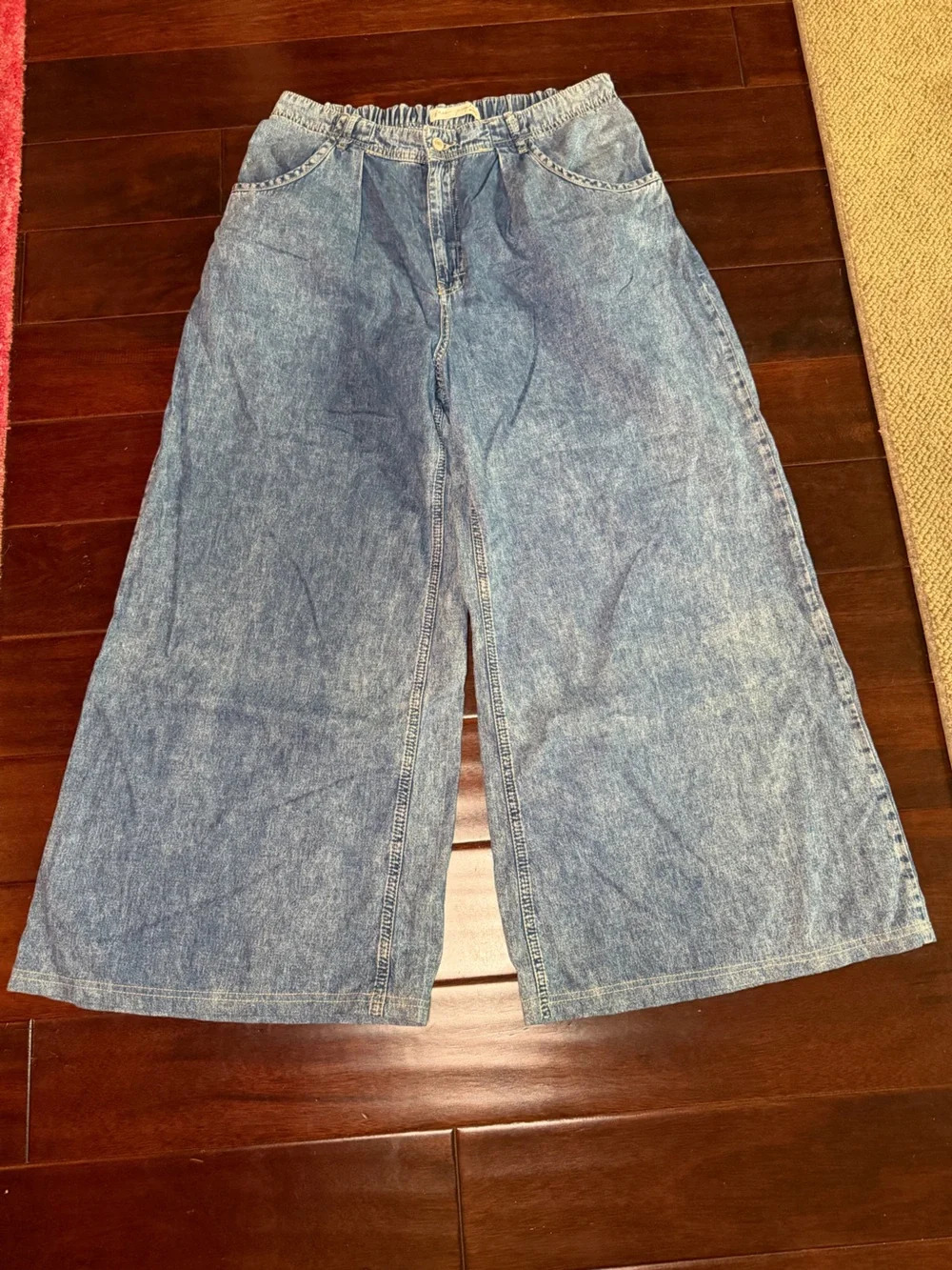 Free People We The Free Wide Leg Denim Trouser Jeans - Size L